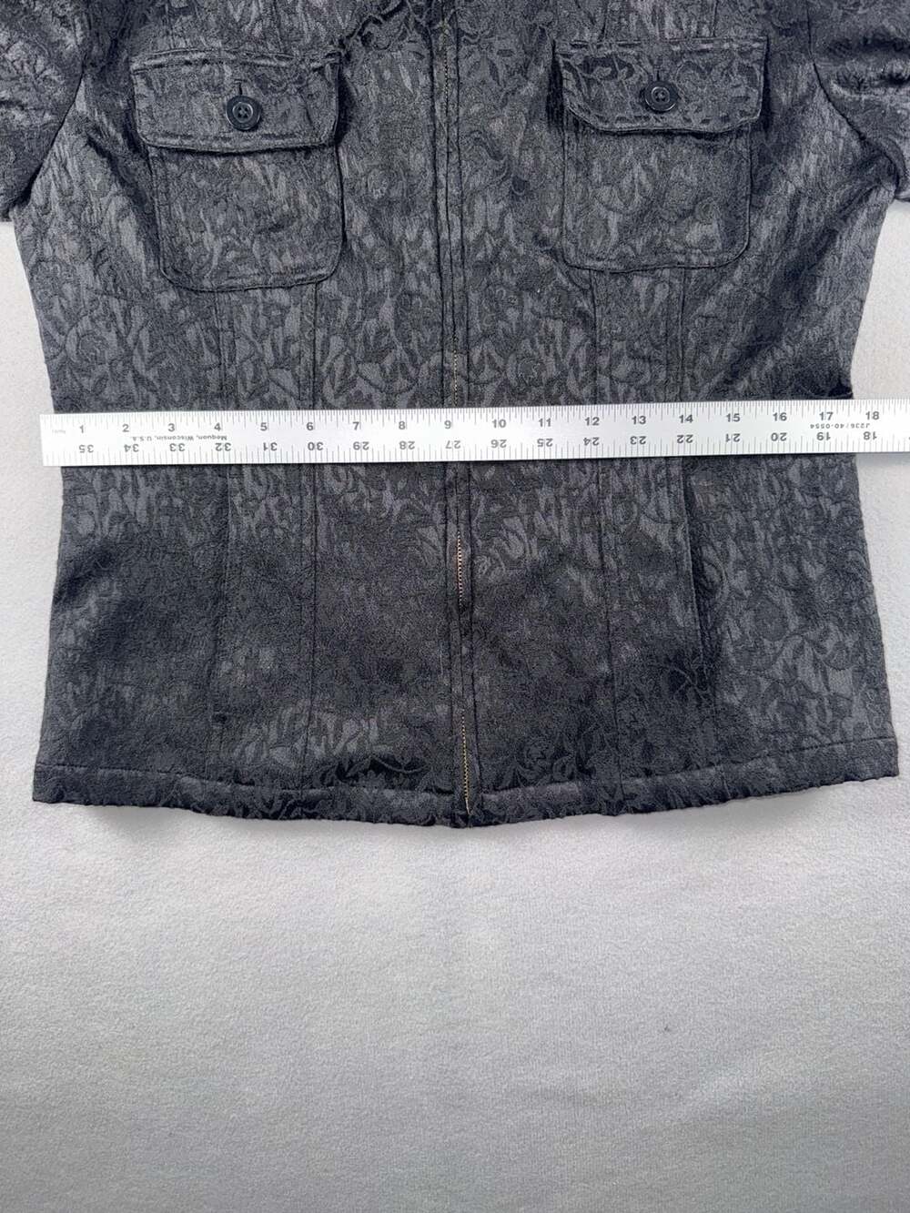 Jones New York Signature Jacket Size M Black Floral Embossed Full Zip - Picture 6 of 9
